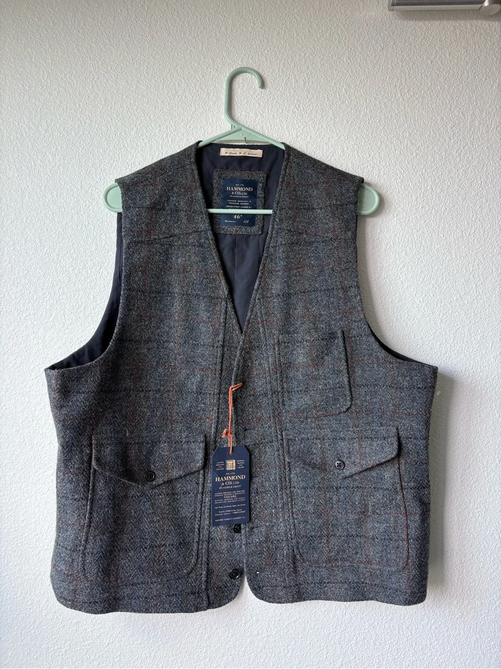 Men's Gray Tweed Vest - Classic Windowpane